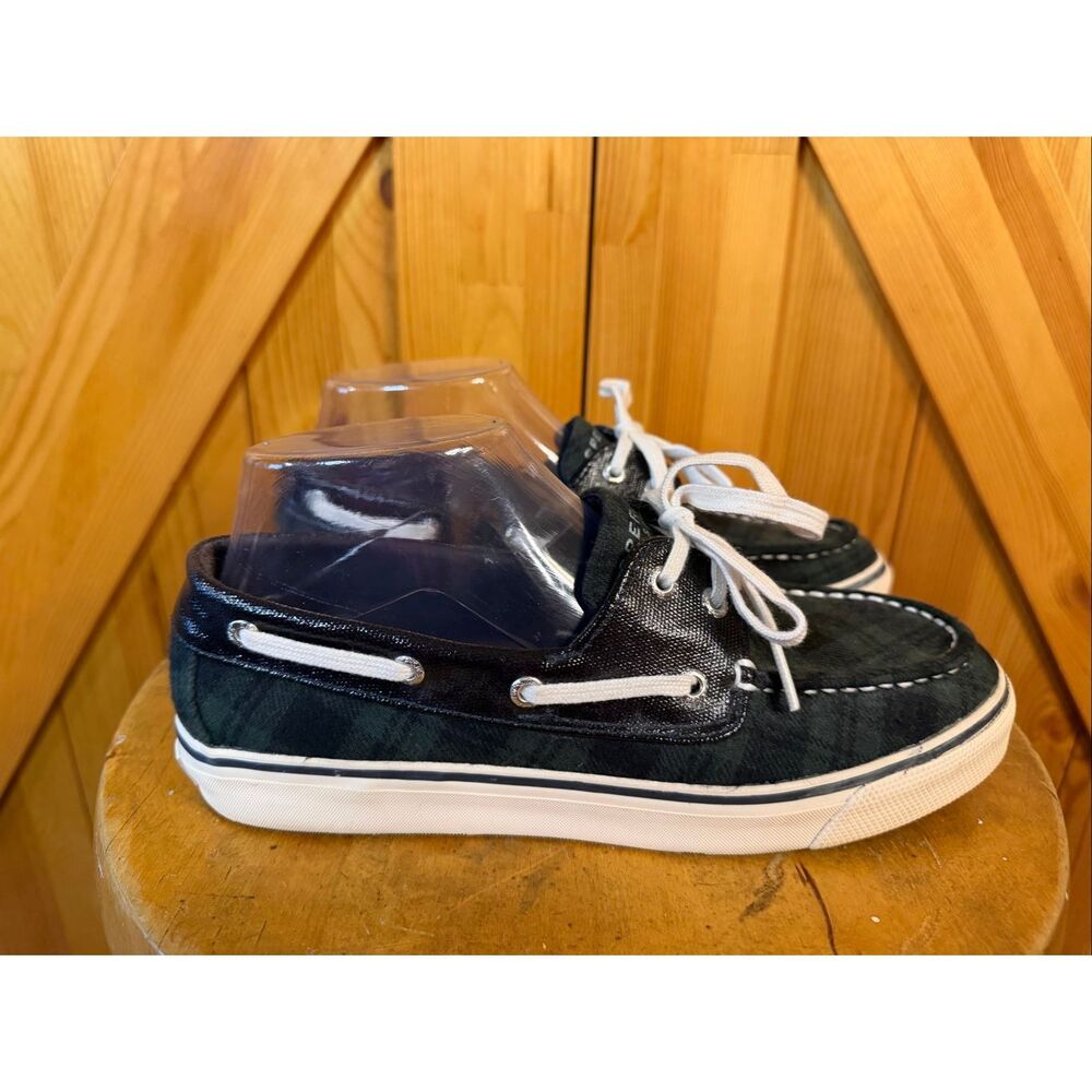 Sperry Top Sider Biscayne Navy/Green Plaid Boat Shoes Size 7.5